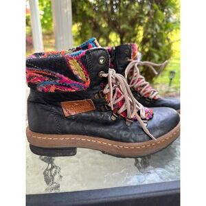 Rieker Ankle Boots Leather Felicitas 1874 Lace Up Black Size 37 or‎ US 6.5-7
